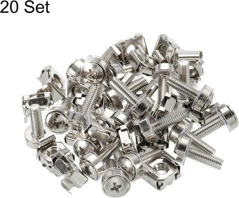PATIKIL رف جبل قفص المكسرات M5x15mm تركيب مسامير الحديد النيكل مطلي لخزائن رف الخادم مع غسالات، لهجة فضية 10 مجموعات in Kuwait