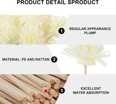 MILISTEN Scent Diffuser Perfume Tester Bottles 30pcs Diffuser Sticks Rattan Reed Essential Oil Aroma Diffuser Sticks with Flower for Home Office Hotel Decor Reed Diffuser Sticks Home Decor in Saudi Arabia