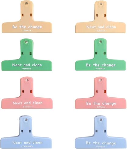 Magnetic Chip Clips, Heavy Duty Bag Clips for Food, Large Binder Clips, Magnets for Fridge and Whiteboard, Assorted Color, Plastic Seal Grip,3.9 x 2.4 Inch, 8 Pcs in Saudi Arabia