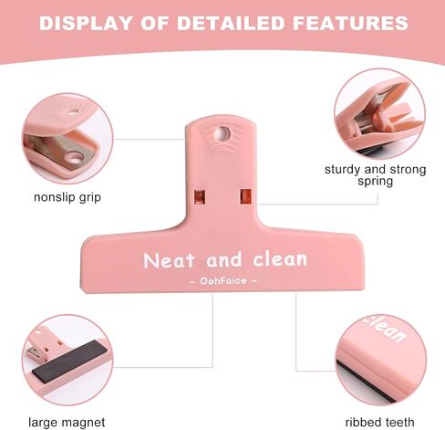 Magnetic Chip Clips, Heavy Duty Bag Clips for Food, Large Binder Clips, Magnets for Fridge and Whiteboard, Assorted Color, Plastic Seal Grip,3.9 x 2.4 Inch, 8 Pcs in Saudi Arabia