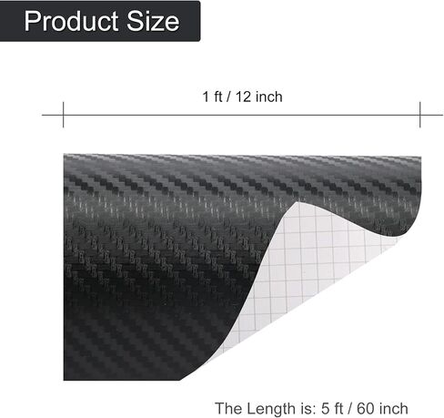 ملصق لاصق من الفينيل من ألياف الكربون باللون الأسود غير اللامع من SINGARO للجسم والداخلي (1FT X 5FT) in Kuwait