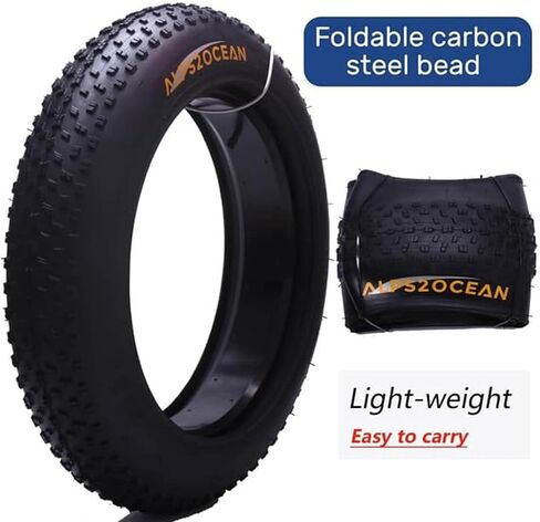 Fat Tire,20/26 x 4.0 inch Fat Bike Tire,Folding Bead Electric Bike Tires,Compatible Wide Mountain Snow Bicycle Electric Bike Off-Road Bike 3-Wheel Bikes in Kuwait
