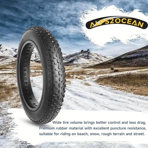 Fat Tire,20/26 x 4.0 inch Fat Bike Tire,Folding Bead Electric Bike Tires,Compatible Wide Mountain Snow Bicycle Electric Bike Off-Road Bike 3-Wheel Bikes in Kuwait