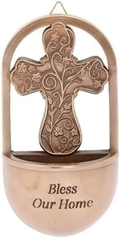 Roman Bless Our Home Bronze Cross خط الماء المقدس، ارتفاع 15.24 سم، ديكور ديني in Saudi Arabia