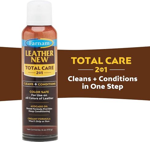 Farnam Leather New Total Care 2-in-1 Leather Cleaner & Conditioner, for use on All Leather, 6 Ounces in Saudi Arabia