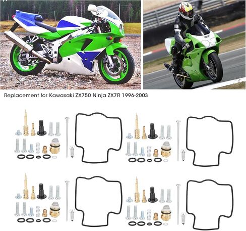 KIMISS 4 Set Motorcycle Carburetor Repair Kit, Carburetor Carb Rebuild Repair Set Replacement for ZX750 Ninja ZX7R 1996‑2003 in Saudi Arabia