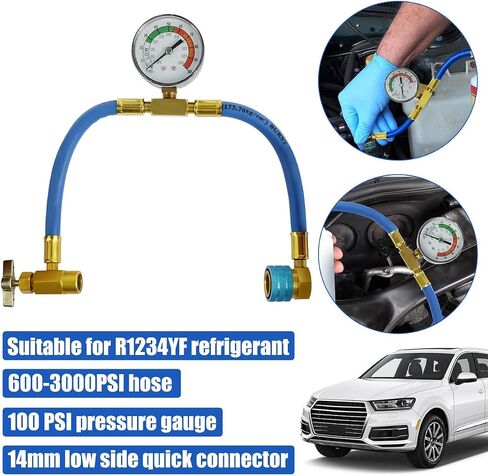 Refrigerant Charge Hose Professional Self-Sealing Recharge Hose with Gauge and 1/2 Acme Thread Low Side Quick Coupler Stable Air Conditioner Recharging Hose for AC Refrigerant System in Saudi Arabia