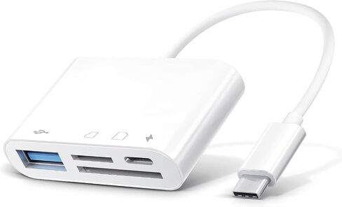 قارئ بطاقة USB C SD/Micro SD مع منفذ USB 3.0 ومنفذ شحن من النوع C، قارئ بطاقة ذاكرة USB Type-C Micro SD 4 في 1 USB 3.0 أنثى OTG لهاتف iPhone 15 iPad Pro الجديد والمزيد من أجهزة USB C in Saudi Arabia