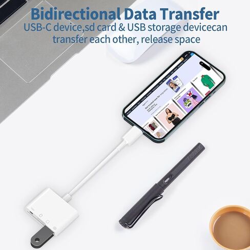 قارئ بطاقة USB C SD/Micro SD مع منفذ USB 3.0 ومنفذ شحن من النوع C، قارئ بطاقة ذاكرة USB Type-C Micro SD 4 في 1 USB 3.0 أنثى OTG لهاتف iPhone 15 iPad Pro الجديد والمزيد من أجهزة USB C in Saudi Arabia
