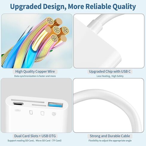 قارئ بطاقة USB C SD/Micro SD مع منفذ USB 3.0 ومنفذ شحن من النوع C، قارئ بطاقة ذاكرة USB Type-C Micro SD 4 في 1 USB 3.0 أنثى OTG لهاتف iPhone 15 iPad Pro الجديد والمزيد من أجهزة USB C in Saudi Arabia