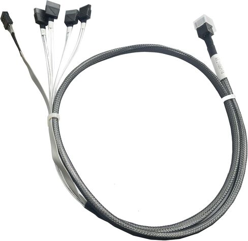 MiniSAS-HD (لوحة معززة) إلى 4*SATA (المضيف/وحدة التحكم)، 4*SATA إلى كابل SFF-8643، SFF-8643 لللوحة المعززة، 4*Sata لتوصيل وحدة التحكم، 2.46 قدم/75 سم in Kuwait