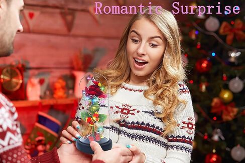 Gifts for Women Glass Rose Birthday Gifts for Mom， Colorful Rainbow Butterfly Artificial Flower Rose in A Glass Dome with Music Ideas for Christmas， Valentines,Wedding,Anniversary,Mothers Day in Kuwait
