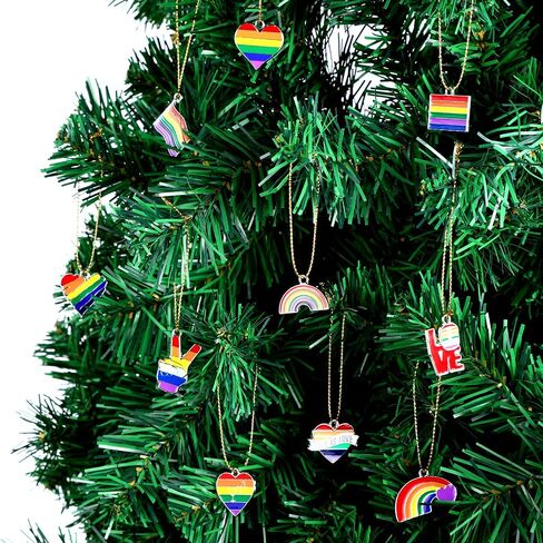 20 Pieces Rainbow Pride Ornaments Assorted Heart Rainbow Ornaments Set Small Metal Heart Rainbow Love Hanging Baubles for Pride Theme Party Celebrations Decor, 10 Styles in Saudi Arabia