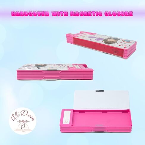 مقلمة منبثقة متعددة الوظائف للفتيات، منظم قرطاسية مع آلة حاسبة ومبراة وجدول زمني، صندوق أقلام رصاص لطيف للوازم المدرسية، حامل أدوات فنية للأطفال، أفضل هدية عيد ميلاد للأطفال in Kuwait