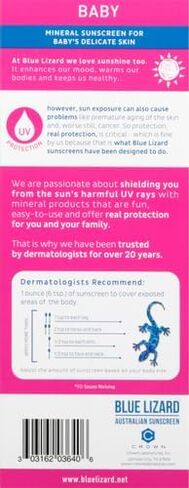 واقي شمسي معدني بيبي من بلو ليزارد مع أكسيد الزنك، عامل الوقاية من أشعة الشمس بدرجة 50+، مقاوم للماء، حماية من الأشعة فوق البنفسجية فئة A وB مع تقنية الزجاجات الذكية - خالٍ من العطور، 150 مل in Kuwait