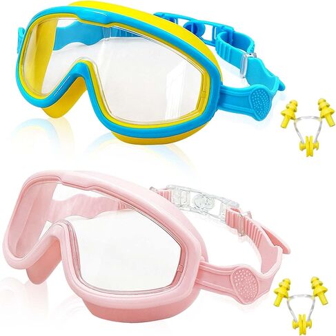 Kids Swim Goggles, 2 Pack Swim Goggles for Kids 6-14 Anti-Fog UV Protection Wide View Kids Swimming Goggles 4-7 in Saudi Arabia
