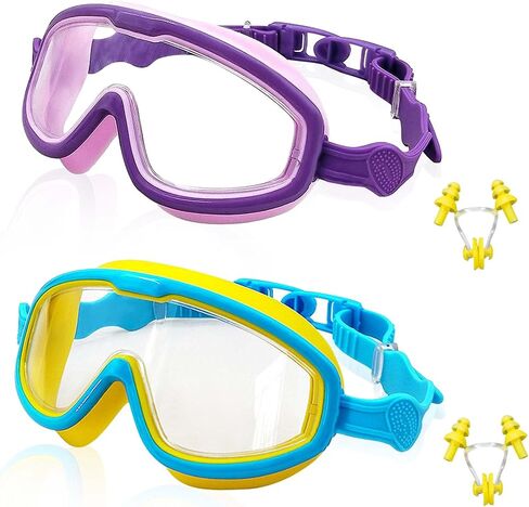 Kids Swim Goggles, 2 Pack Swim Goggles for Kids 6-14 Anti-Fog UV Protection Wide View Kids Swimming Goggles 4-7 in Saudi Arabia