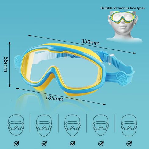 Kids Swim Goggles, 2 Pack Swim Goggles for Kids 6-14 Anti-Fog UV Protection Wide View Kids Swimming Goggles 4-7 in Saudi Arabia