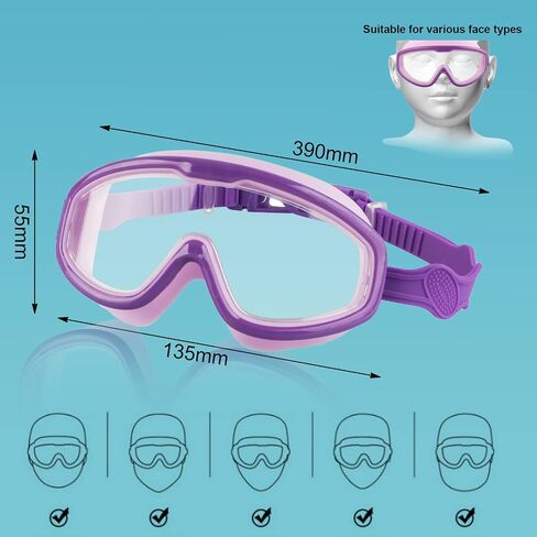 Kids Swim Goggles, 2 Pack Swim Goggles for Kids 6-14 Anti-Fog UV Protection Wide View Kids Swimming Goggles 4-7 in Saudi Arabia