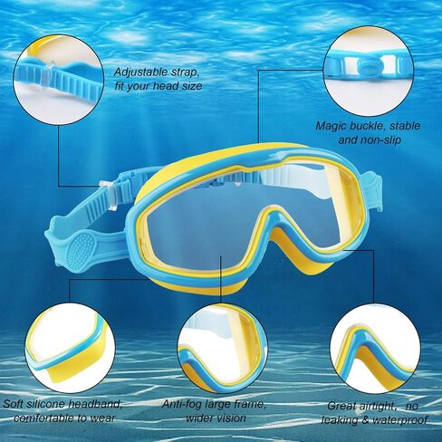 Kids Swim Goggles, 2 Pack Swim Goggles for Kids 6-14 Anti-Fog UV Protection Wide View Kids Swimming Goggles 4-7 in Saudi Arabia