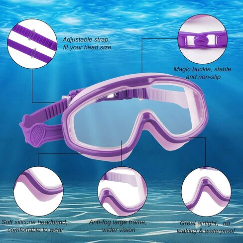 Kids Swim Goggles, 2 Pack Swim Goggles for Kids 6-14 Anti-Fog UV Protection Wide View Kids Swimming Goggles 4-7 in Saudi Arabia