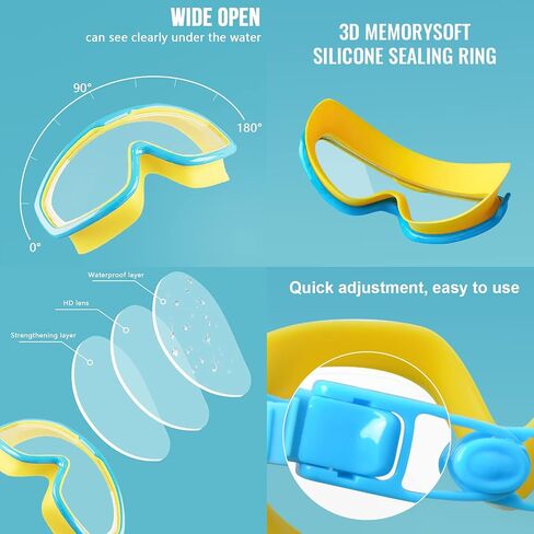 Kids Swim Goggles, 2 Pack Swim Goggles for Kids 6-14 Anti-Fog UV Protection Wide View Kids Swimming Goggles 4-7 in Saudi Arabia