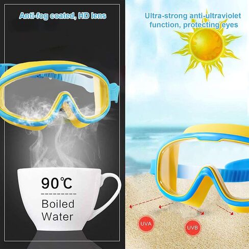 Kids Swim Goggles, 2 Pack Swim Goggles for Kids 6-14 Anti-Fog UV Protection Wide View Kids Swimming Goggles 4-7 in Saudi Arabia