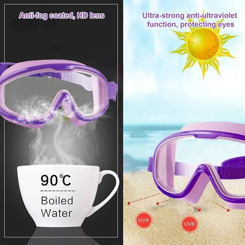 Kids Swim Goggles, 2 Pack Swim Goggles for Kids 6-14 Anti-Fog UV Protection Wide View Kids Swimming Goggles 4-7 in Saudi Arabia