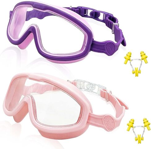 Kids Swim Goggles, 2 Pack Swim Goggles for Kids 6-14 Anti-Fog UV Protection Wide View Kids Swimming Goggles 4-7 in Saudi Arabia
