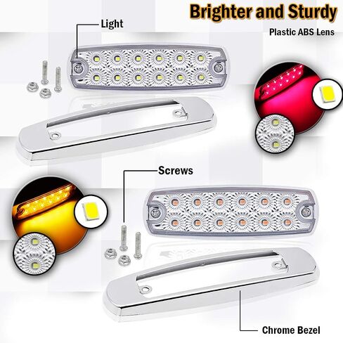 Meerkatt 6.4 Inch Fish Shape Side Marker Light Mix Clear Lens 5 Amber 5 Red Light 12 LED Surface Mount Marker Bulb RV Truck Universal Waterproof 12V DC 10 Pcs in Saudi Arabia