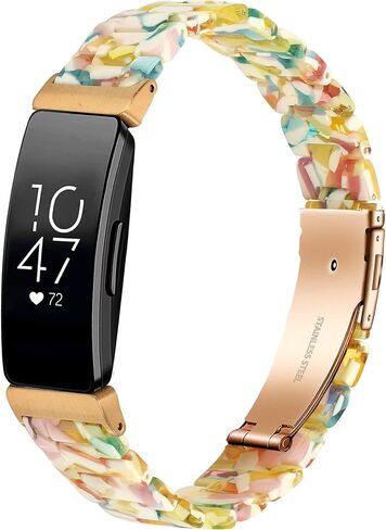 متوافق مع Fitbit Inspire 2 / Inspire HR/Inspire Band للنساء والفتيات، سوار ساعة بديل من الراتنج وحزام معصم قابل للتعديل لـ Fitbit Inspire 2 (أبيض فلورسنت) in Kuwait