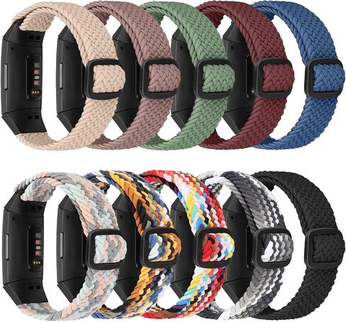 10 عبوات من الأشرطة المضفرة والقابلة للتعديل المتوافقة مع Fitbit Charge 3 / Fitbit Charge 4 Bands للنساء والرجال، أساور معصم رياضية من قماش النايلون المرن للشحن 4 / Charge 3 / 3SE in Saudi Arabia