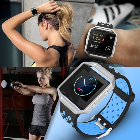 SKYLET متوافقة مع أساور Fitbit Blaze للرجال والنساء، أساور معصم رياضية بديلة من السيليكون الناعم المسامي مع إطار متوافق مع ساعة Fitbit Blaze الذكية in Kuwait