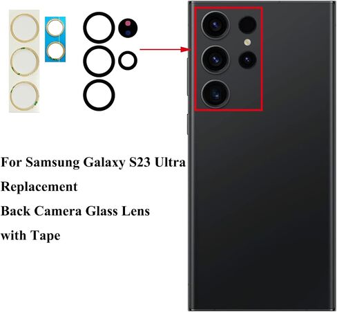 2 Pack Galaxy S23 Ultra Back Camera Glass Lens Replacement for Samsung Galaxy S23 Ultra 2023 SM-S918U Rear Camera Glass with Back Camera Frame S23Ultra 5G S918U S918V S918W Repair Part Tools in Saudi Arabia