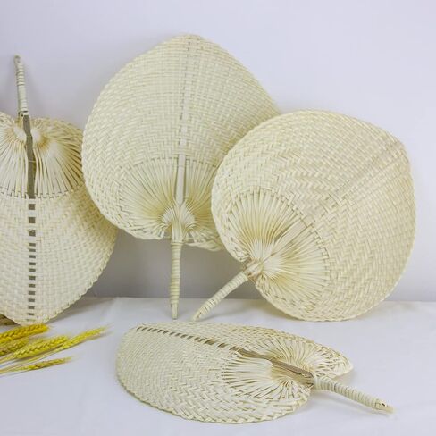 Natural Bamboo Raffia Wall Deco Hand Fans, Handmade Wedding Braided Heart Fans for Couple Guests, Summer Cooling Supplies, Hand Weaving Fan for Home Farmhouse Decor, Wedding Party Favors, 12Pcs in Saudi Arabia
