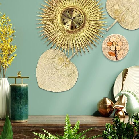 Natural Bamboo Raffia Wall Deco Hand Fans, Handmade Wedding Braided Heart Fans for Couple Guests, Summer Cooling Supplies, Hand Weaving Fan for Home Farmhouse Decor, Wedding Party Favors, 12Pcs in Saudi Arabia