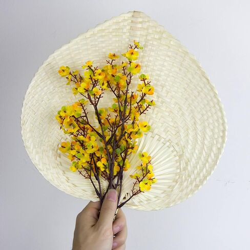 Natural Bamboo Raffia Wall Deco Hand Fans, Handmade Wedding Braided Heart Fans for Couple Guests, Summer Cooling Supplies, Hand Weaving Fan for Home Farmhouse Decor, Wedding Party Favors, 12Pcs in Saudi Arabia