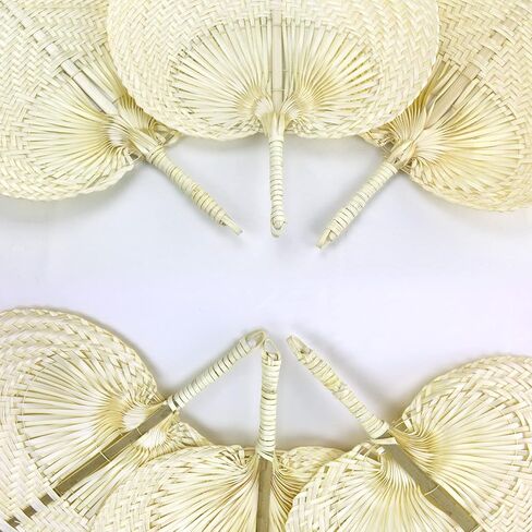 Natural Bamboo Raffia Wall Deco Hand Fans, Handmade Wedding Braided Heart Fans for Couple Guests, Summer Cooling Supplies, Hand Weaving Fan for Home Farmhouse Decor, Wedding Party Favors, 12Pcs in Saudi Arabia