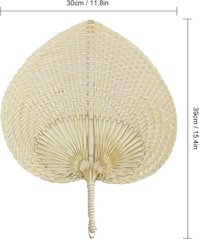 Natural Bamboo Raffia Wall Deco Hand Fans, Handmade Wedding Braided Heart Fans for Couple Guests, Summer Cooling Supplies, Hand Weaving Fan for Home Farmhouse Decor, Wedding Party Favors, 12Pcs in Saudi Arabia