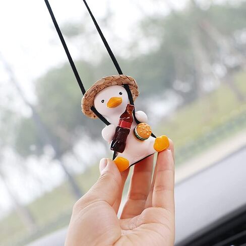 Super Cute Swing Duck car Decoration Accessories, car Rearview Mirror Pendant Rearview Mirror Decoration Ladies and Men car Decoration Accessories Rearview Mirror Decoration (Cola) in Kuwait