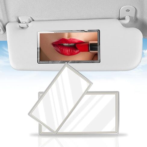 Pack-2 مرآة مكياج لحاجب السيارة لعصا قناع السيارة على مرآة زينة السيارة لتظليل الشمس، مرآة مستحضرات تجميل كبيرة من الفولاذ المقاوم للصدأ للنساء، مكياج في السيارة 5.91 × 3.15 بوصة و4.33 × 2.36 بوصة in Saudi Arabia