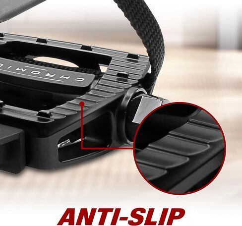 BV Bike Pedals Shimano SPD/Look Delta Compatible 9/16'' with Toe Clips - Peloton Pedals for Regular Shoes - Toe Cages for Peloton Bike - Exercise Bike Pedals - Universal Fit Bicycle Pedal in Saudi Arabia