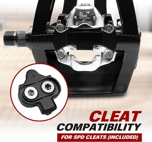 BV Bike Pedals Shimano SPD/Look Delta Compatible 9/16'' with Toe Clips - Peloton Pedals for Regular Shoes - Toe Cages for Peloton Bike - Exercise Bike Pedals - Universal Fit Bicycle Pedal in Saudi Arabia