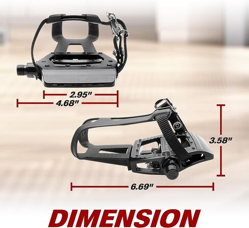BV Bike Pedals Shimano SPD/Look Delta Compatible 9/16'' with Toe Clips - Peloton Pedals for Regular Shoes - Toe Cages for Peloton Bike - Exercise Bike Pedals - Universal Fit Bicycle Pedal in Saudi Arabia