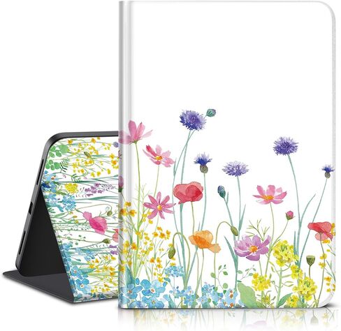 حافظة لجهاز iPad الجيل العاشر 2022 iPad 10.9 بوصة - رؤية متعددة الزوايا وتنشيط/غفو تلقائي، غطاء حامل قابل للطي من جلد البولي يوريثان لجهاز iPad الجيل العاشر 10.9 بوصة 2022، ظهر ناعم من مادة TPU، زهور سوداء in Kuwait