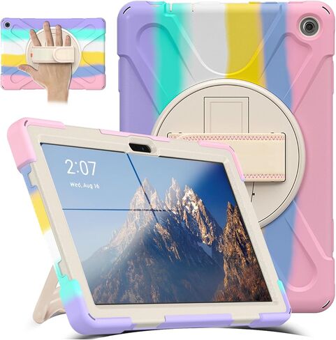 Case for 8/8 Plus 2020 Tablet, Shockproof Case Screen Protector-Stand-360° Rotating Hand Strap - Black in Saudi Arabia