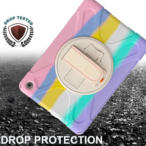 Case for 8/8 Plus 2020 Tablet, Shockproof Case Screen Protector-Stand-360° Rotating Hand Strap - Black in Saudi Arabia