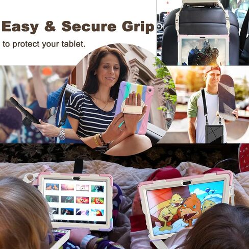 Case for 8/8 Plus 2020 Tablet, Shockproof Case Screen Protector-Stand-360° Rotating Hand Strap - Black in Saudi Arabia