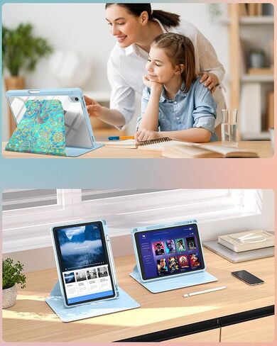 حافظة لجهاز iPad الجيل العاشر مقاس 10.9 بوصة، غطاء فوليو مع حامل قلم رصاص للأطفال والبنات والنساء اللطيفة على شكل فراولة وجرلي جميلة كاواي حامل دوار زهري لحافظات Apple iPad 10 Gen 2022 in Kuwait