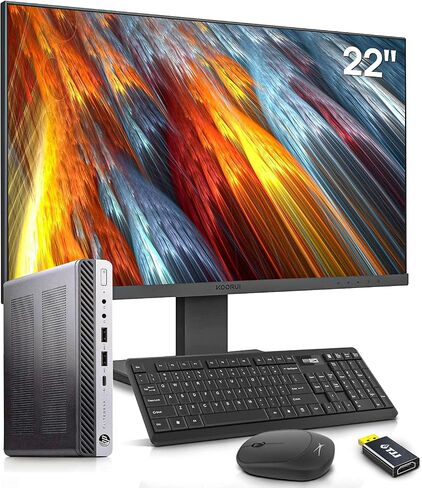 حزمة شاشة كمبيوتر HP EliteDesk 800 G3 Mini Desktop مقاس 22 بوصة، Intel Core i7-6700، بلوتوث واي فاي مدمج، ذاكرة وصول عشوائي 32 جيجابايت، NVMe 1 تيرابايت SSD، لوحة مفاتيح وماوس لاسلكيين، Windows 10 Pro (متجدد) in Saudi Arabia